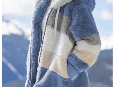 Contrasting Lamb Wool Padded Coat